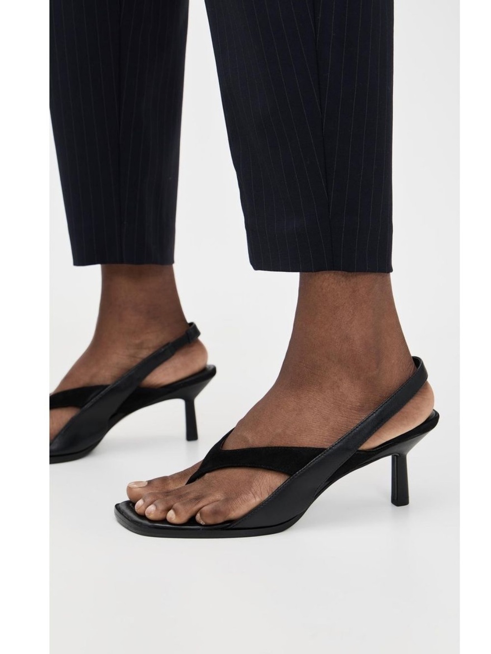 3.1 Phillip Lim Black Double-Strap Teardrop Heel Sandals